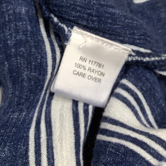 MPH Collection Blue and White Striped Off-Shoulder Top 3X Nautical Casual Summer - Picture 5 of 7